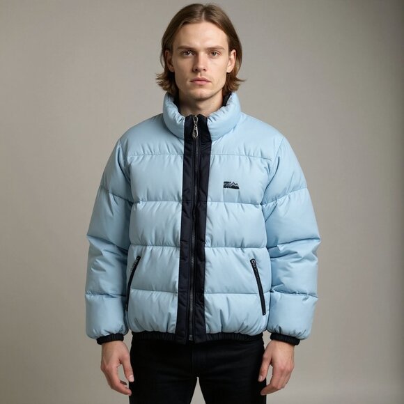 Rare Vintage FIRST DOWN Duck Down Reversible Puffer Coat Ski Blue Size Medium - Picture 1 of 14